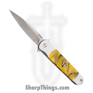 Finch Knife Co. - FKCRR502 - Road Runner - Folding Knife - 154CM Satin Spear Point - Resin - Yellow Black