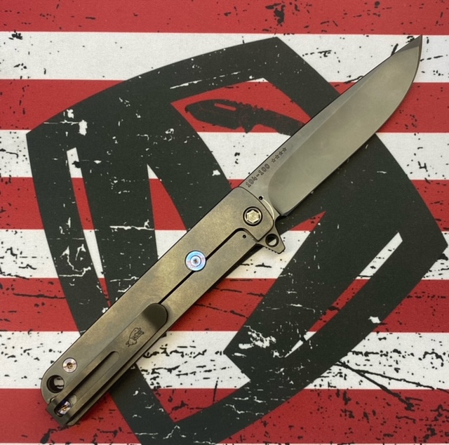 524cce4f-3588-4b52-a3ad-9ea14b40574d_M-48_1.jpeg Medford Knife - M-48 - Hybrid Flipper Knife - Blue Hardware - PVD S35VN - Black Pivot/Scales - Image 1