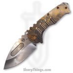 Medford Knife - MK012MTD-01TM-T1C1-BN - Praetorian "T" Drop Point Folder - Magnacut Tumbled - "Bronze Art Nouveau"