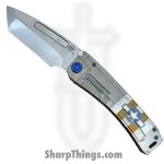 Medford Knife and Tool - 091924B - Marauder-H - Folding Knife - S45VN Tumbled Tanto - Titanium "Star-N-Bars w/ Rivets" - Natural