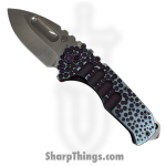 Medford Knife and Tool - 030824G - Prae Ti - Folding Knife - S45VN Tumbled Drop Point - Titanium "Moon Craters" - Violet Blue