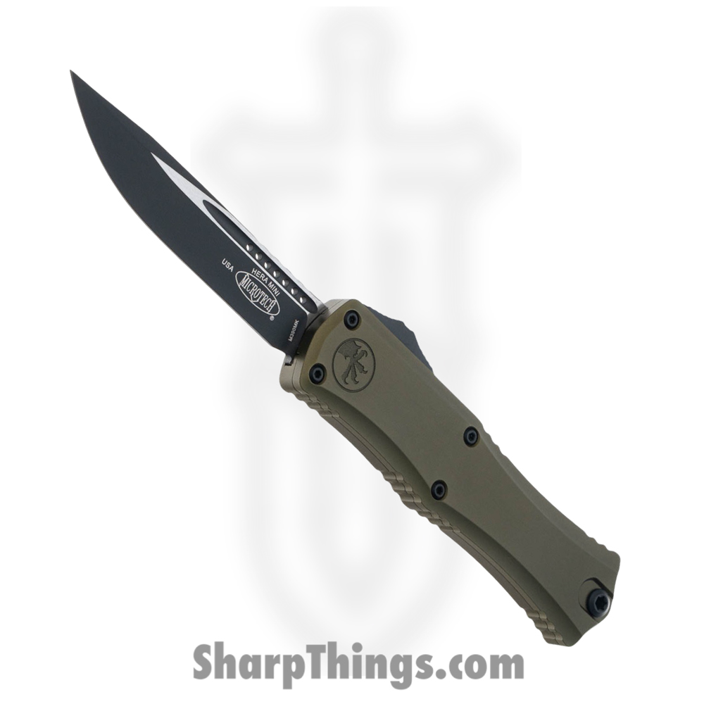 53595843-e862-42a4-90ef-b16fc6ab10a1_1703M-1OD_1.jpg Microtech - 1703M-1OD - Mini Hera II - OTF Auto - M390 Coated Drop Point - Aluminum - OD Green - Image 1