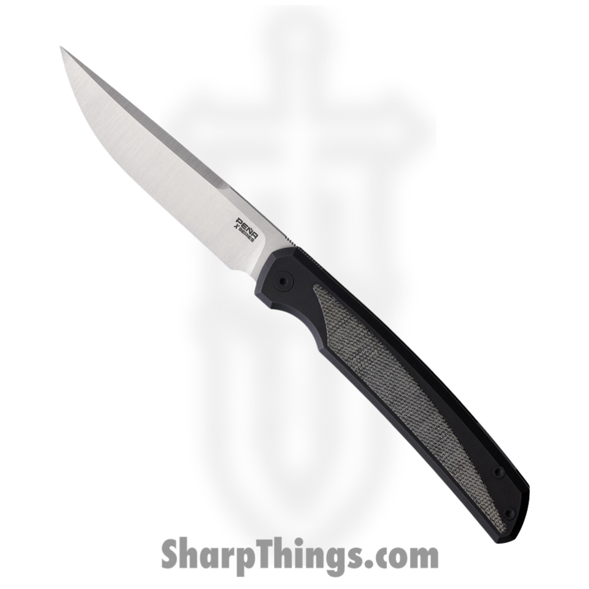 5367ca13-e06a-4c3c-8916-a77539ba8b12_PE46_1.jpg Pena Knives - PE46 - Sicario Framelock - Folding Knife - CPM-M4 Satin Extended Tang - Titanium with Micarta Inlay - Black - Image 1