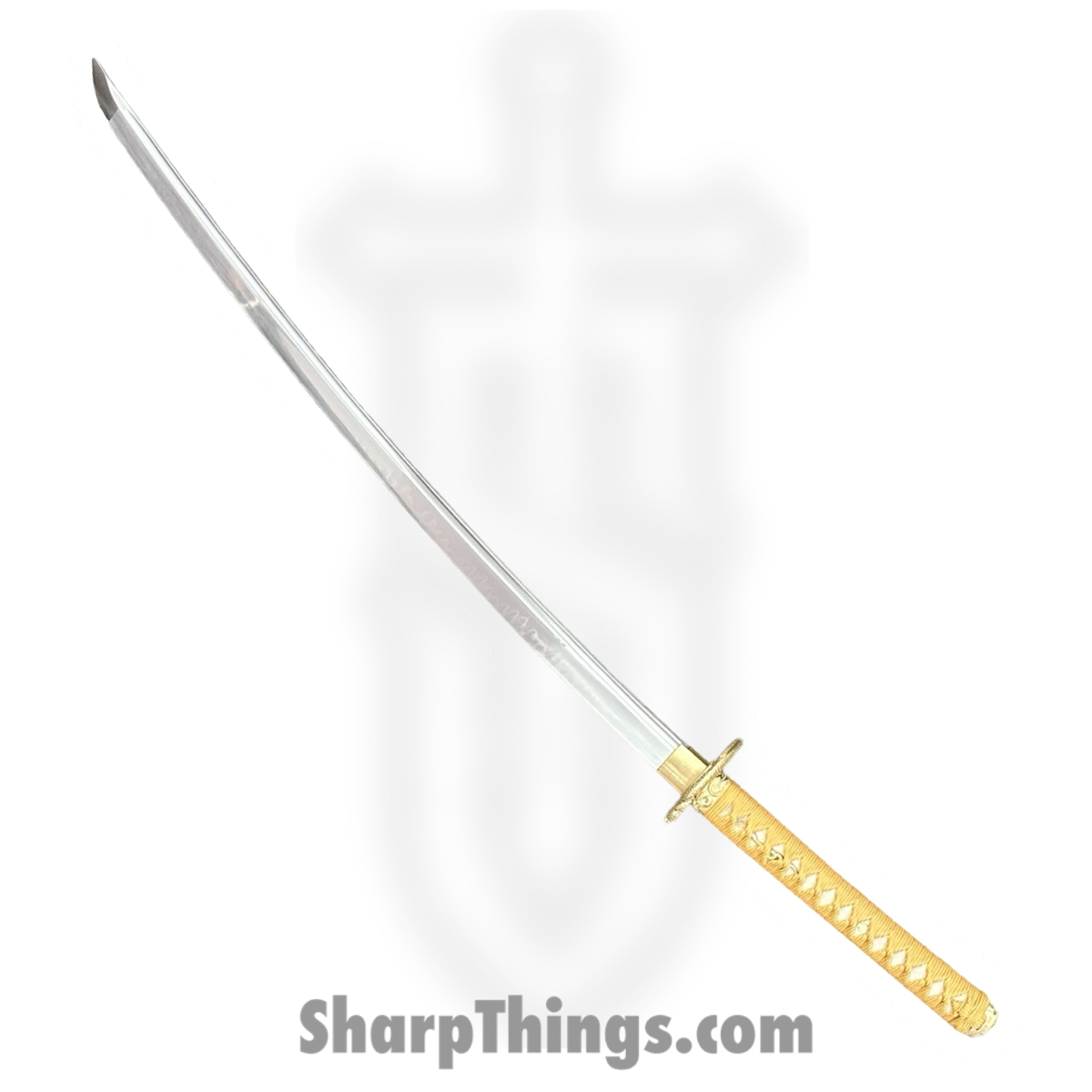 54085635-74c8-4732-9b7d-65ae75d6dcd7_SERPGOED0125_1.jpg SBC - SERPGOED0125 - Serpent's Golden Edge - Fixed Blade Knife - T10 HC Polished Katana - Cord Wrapped Ray Skin - Yellow Tan - Image 1