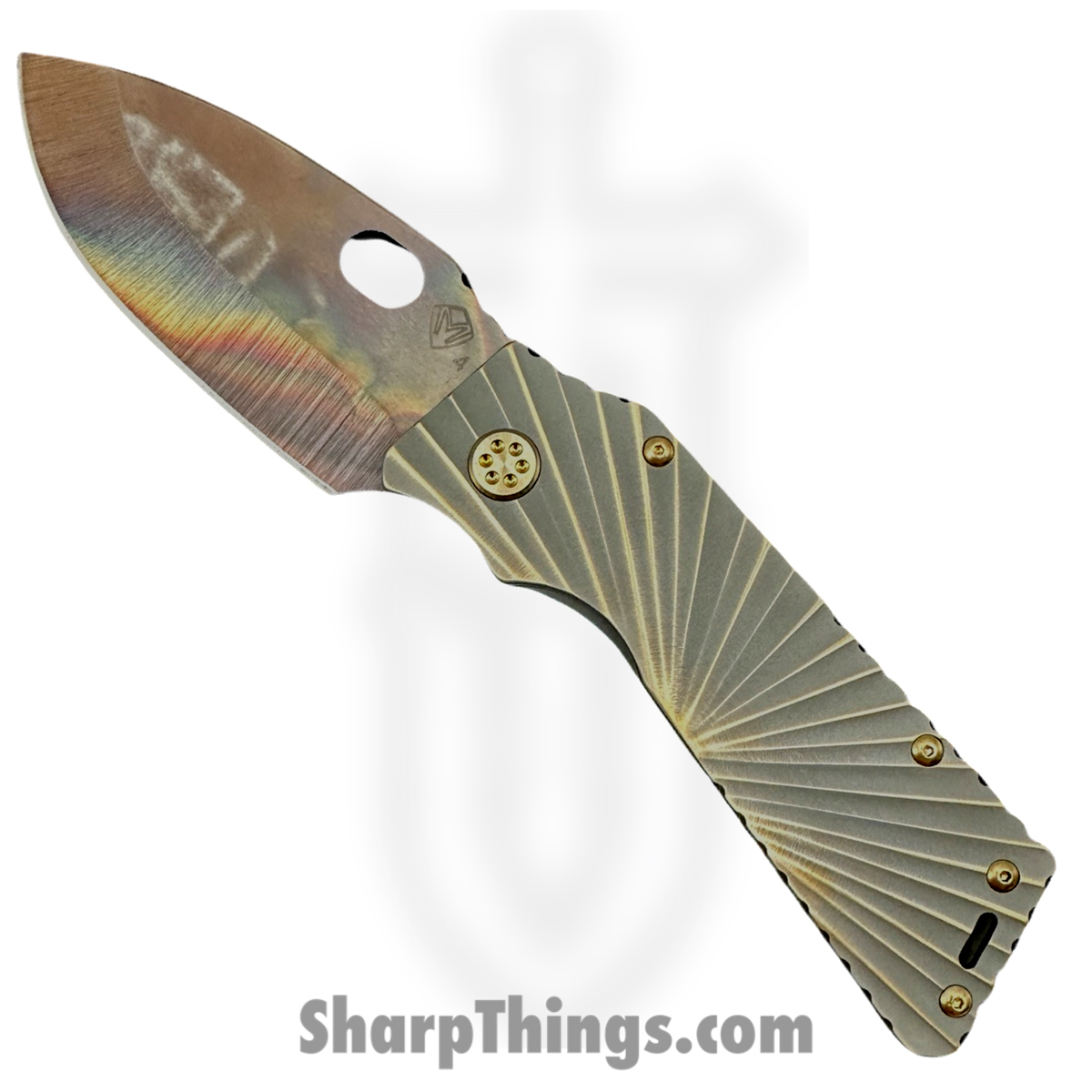 54264bd8-b4ea-47a2-826c-1546909dcf37_MK0144VQ-36A1-T1C1-Q4_1.jpg Medford Knife and Tool - MK0144VQ-36A1-T1C1-Q4 - TFF-1 - Folding Knife - S45VN Vulcan Drop Point - BB/Cement with Bronze "Rising Sun" - Bronze - Image 1