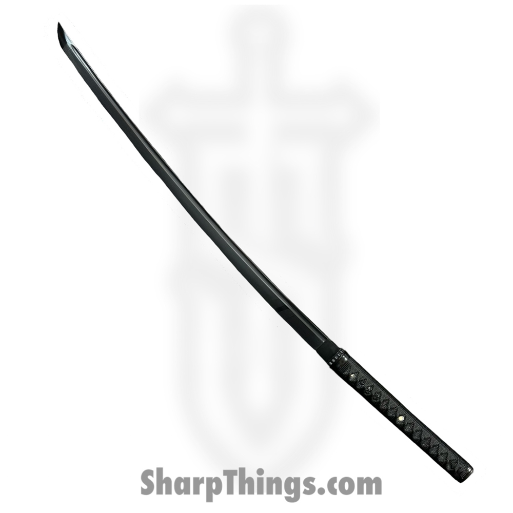 54cf4fa5-12e7-4895-bd07-b921c83f5b32_DKSHAD0125_1.jpg SBC - DKSHAD0125 - Dark Shadow Samurai 2 Piece - Fixed Blade Knife - Damascus Black Katana & Wakizashi - Cord Wrapped Ray Skin - Black - Image 1
