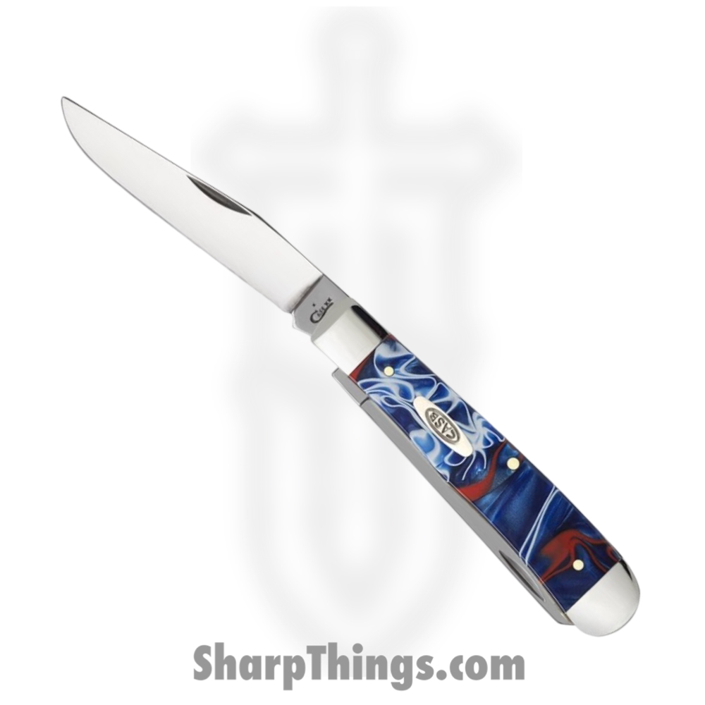 554002de-1242-4fb9-84e6-07934165b19d_CA11200_1.jpg Case Cutlery - CA11200 - Trapper - Folding Knife - Tru-Sharp™ Stainless Polished Clip/Spey - Kirinite - Red White Blue - Image 1
