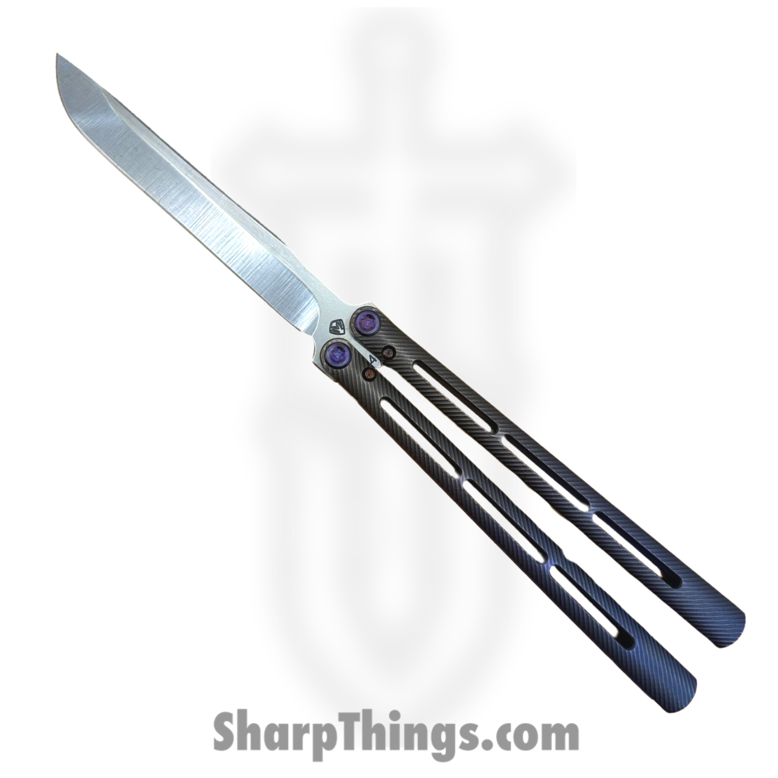 558e076f-f16e-49fd-8c84-0da1ac5a056d_030824B_1-scaled-1.png Medford Knife and Tool - 030824B - Viceroy - Balisong - S45VN Tumbled Drop Point - Titanium Fade - Violet Bronze - Image 1