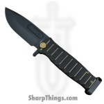 Medford Knife and Tool - 091924M - USMC FF - Folding Knife - S45VN Coated Drop Point - Titanium "Diamond Gator Belly" - Black Bronze