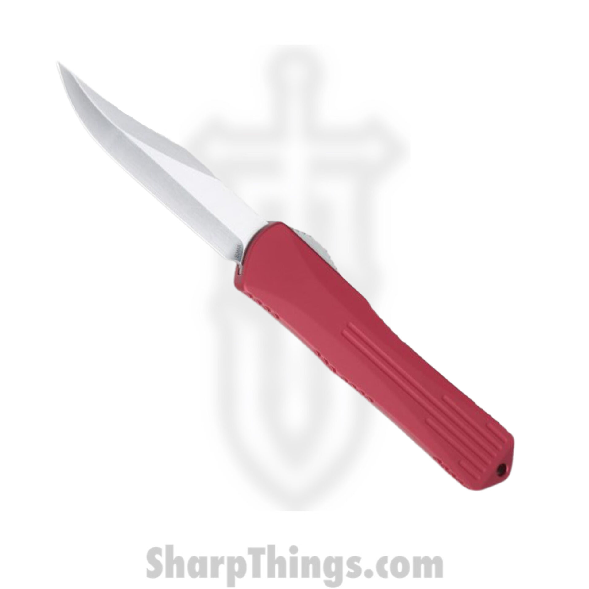 57119d23-288f-45cb-b6ce-a425361fdb2f_H030B-2A-RED_1.jpg Heretic Knives - H030B-2A-RED - Manticore X - OTF Auto - Elmax Stonewash Bowie - 6061-T6 Aluminum - Red - Image 1