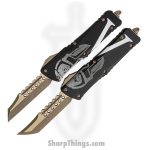 Microtech - 219-13SETMLS - Combat Troodon Hellhound and Warhound Labe Set - OTF Auto - Elmax, M390, 204P Bronzed Apocalyptic - 6061-T6 Aluminum - Black/White/Silver