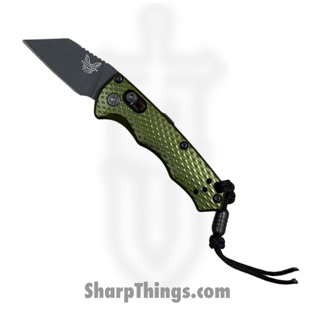57be08e0-8731-4dc8-b735-3205775a7463_2950BK-2_1.jpg Benchmade - 2950BK-2 - Partial Immunity - Automatic Knife - CPM M4 Coated Wharncliffe - 6061 T6 Aluminum - Woodland Green - Image 1