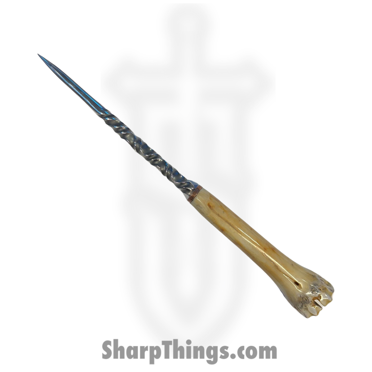 57cbc804-7251-4620-8839-7fe8ce8ffdfb_FHF-DEADLEG_1.jpg Full Heart Forge - FHF-DEADLEG - The Dead Leg - Fixed Blade Knife - 316 Stainless Satin Spike - Stabilized Bone - Natural - Image 1