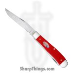 Case Cutlery - CA73930 - American Workman Trapper - Folding Knife - Carbon Steel Polished Clip Spey - Smooth Synthetic - Red