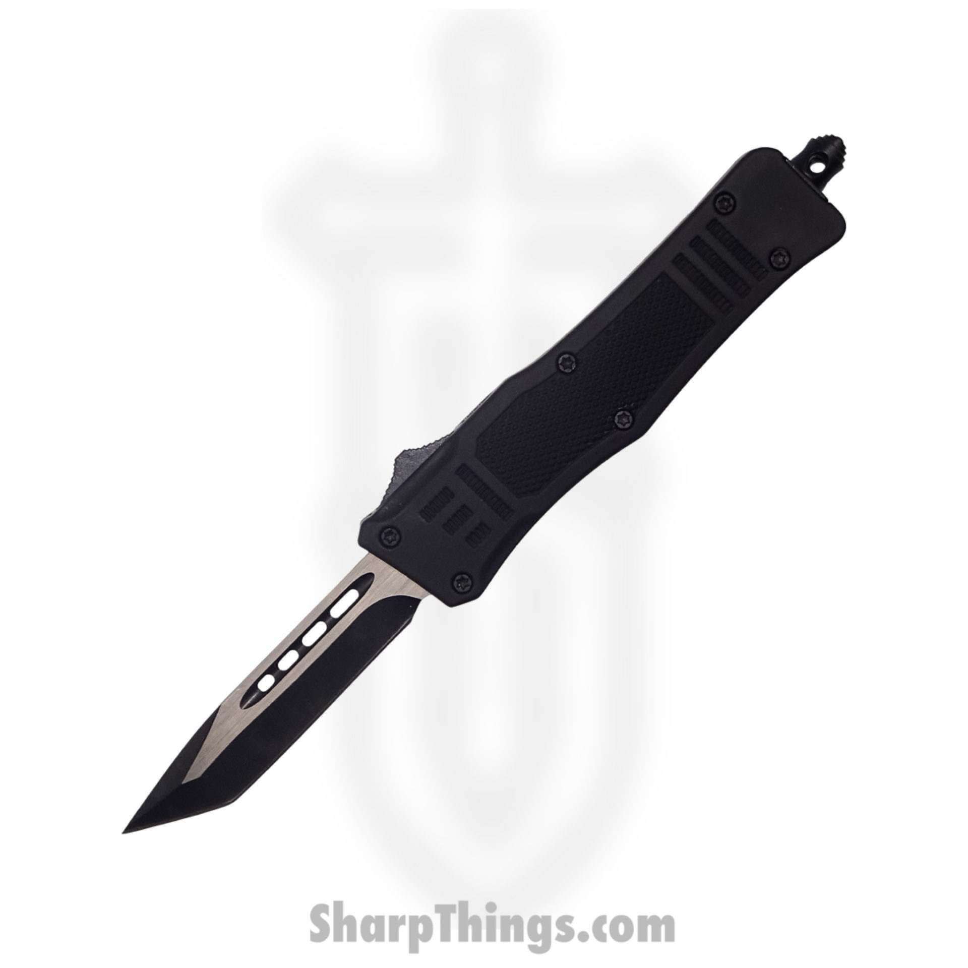 583a3586-3088-4309-afc2-1146dbdcab66_SB616TNBK_1.jpg Steel River Knives - SB616TNBK - Midway II OTF Auto - 440 2 Tone Tanto - Black - Image 1