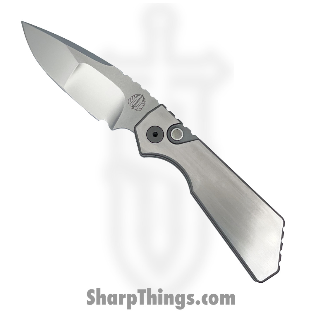 58d1ad11-20f5-4bfa-9b31-4c79589cc66b_2023PT005_1.jpg ProTech - 2023PT+005 - 2023 PT+ Custom 005 Satin Blasted Chamfers SS - CPM-154CM Polished Stonewashed Drop Point - 17-4 Stainless Steel - Stainless - Image 1
