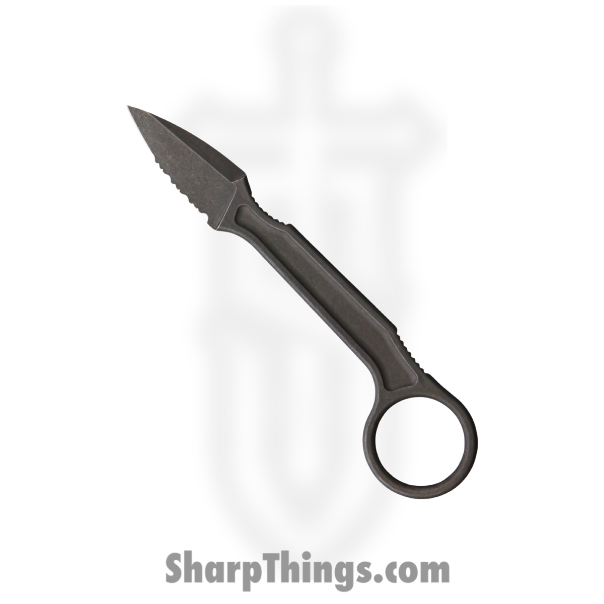 595a8788-73a4-4666-a678-7a64b82adceb_BAS223S_1.jpg Bastinelli Creations - BAS223S - Spade Serrated - Fixed Blade Knife - N690 Stonewash Spear Point - Skeletonized - Black - Image 1