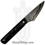 Royalty Rings Co. - RRC-Fldpet-01 - Feild petty - Fixed Blade Knife - Baker Forge Copper Mai Damascus Drop Point - Carbon Fiber - Black/Copper