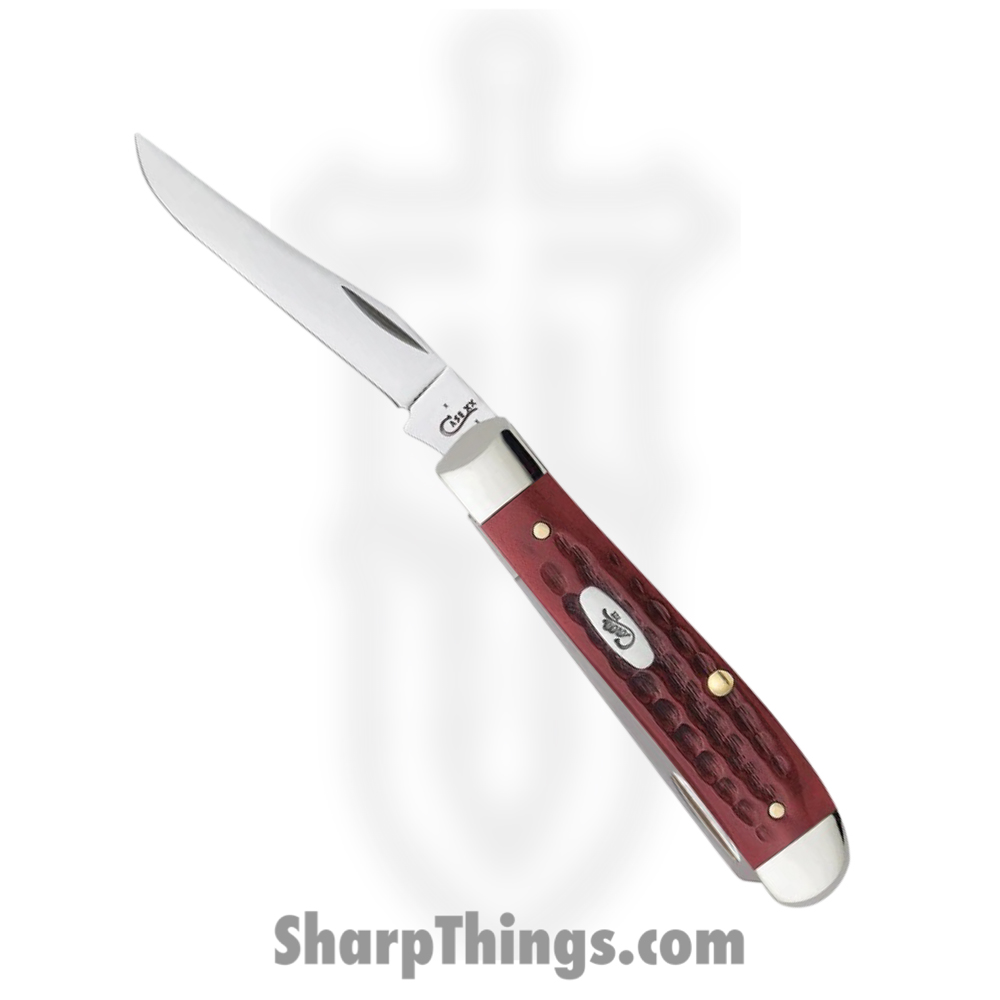 59b376a2-0e8c-4aa6-903a-a7960cc79d73_CA00784_1.jpg Case Cutlery - CA00784 - Mini Trapper - Folding Knife - Tru-Sharp™ Stainless Polished Clip/Spey - Corn Cob Jigged Bone - Red - Image 1