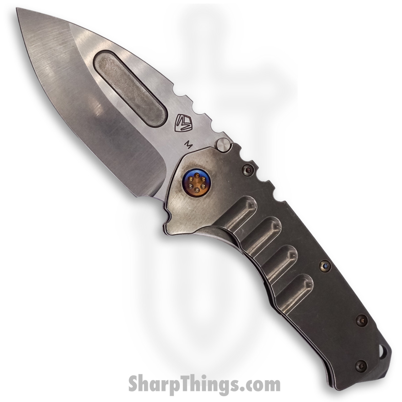 59c90bf3-3e62-4e8a-9c54-c25235c699d8_MK012MTD-01TM-TFCF-BN_1.jpg Medford Knife - MK012MTD-01TM-TFCF-BN - Praetorian "T" Drop Point Folder - Magnacut Tumbled - Image 1
