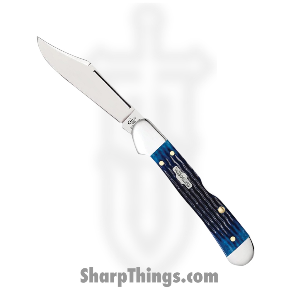 59d24e09-3617-4ab4-b8e3-b95d541a68c5_CA02864_1.jpg Case Cutlery - CA02864 - Mini Copperlock - Folding Knife - Tru-Sharp™ Stainless Polished Clip Point - Corn Cob Jigged Bone - Blue - Image 1