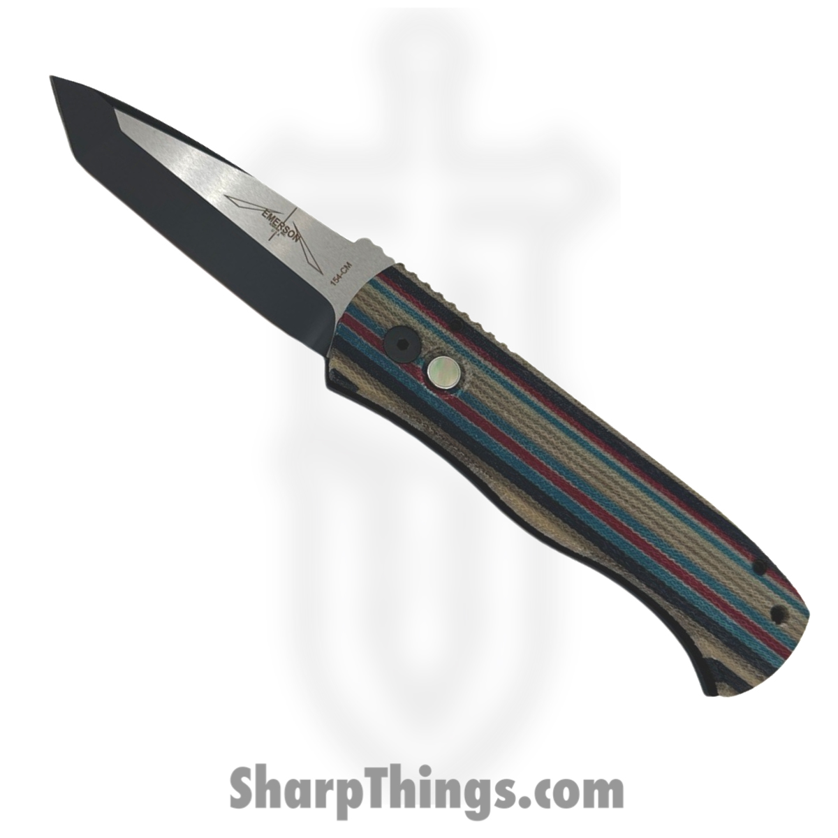 59dc28e7-3020-4031-a9c6-833517d5f338_2024TXEC72_1.jpg ProTech - 2024TXEC72 - Emerson CQC7 - Automatic Knife - 154CM DLC Tanto - Micarta Aluminum - Black Red Blue - Image 1