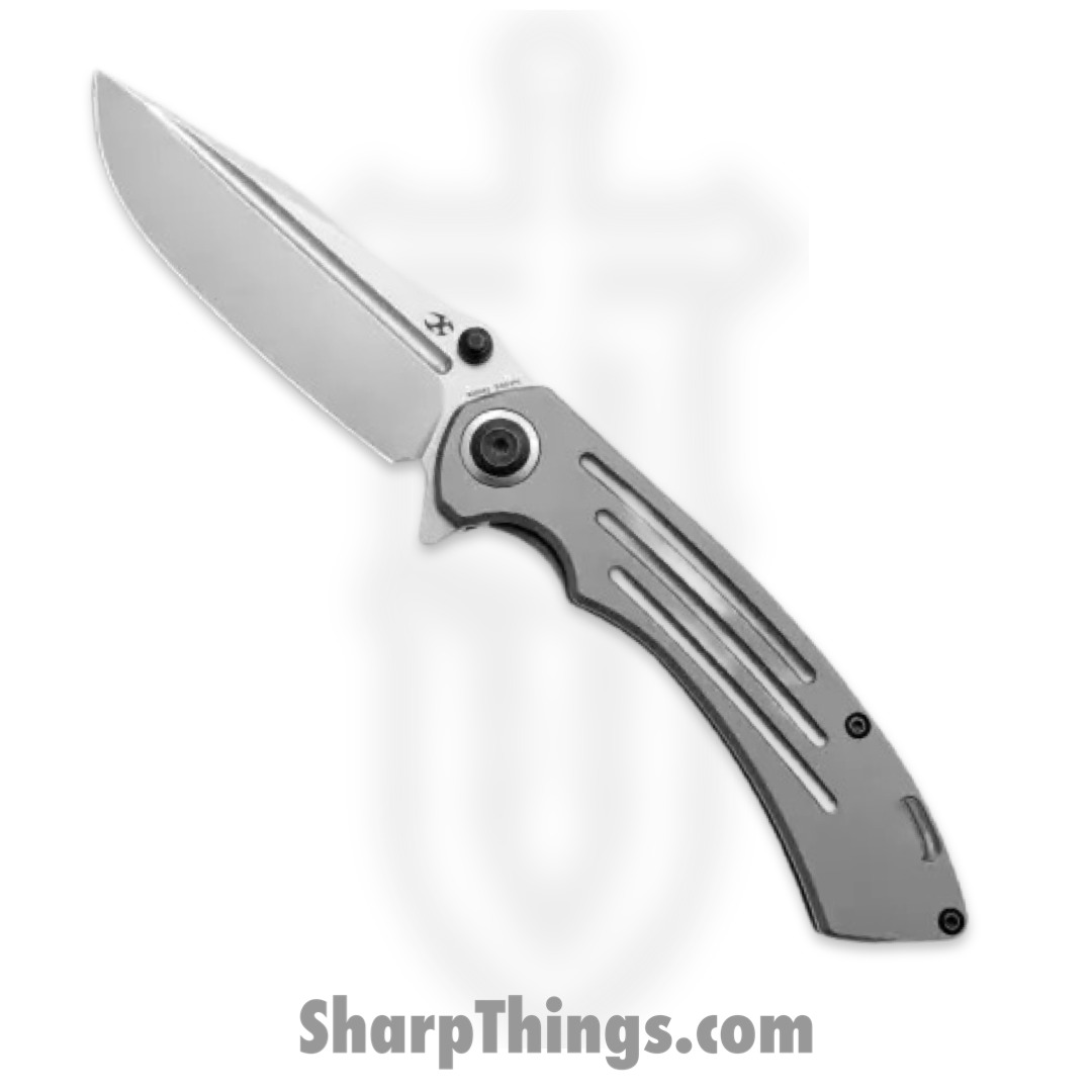 5a20f5b6-dabb-47f7-8a62-89a7ad3dfe6b_K1032A2_1.jpg Kansept Knives - K1032A2 - Pretatout Framelock - Folding Knife - CPM S35VN Stonewash Clip Point - Titanium - Gray - Image 1