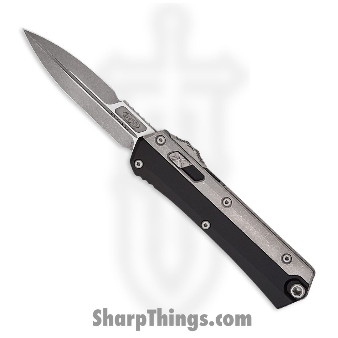 5a553436-cbfc-4886-8749-48e63a9b971a_184-10AP_1.jpg Microtech - 184-10AP - Glykon - OTF Auto - Apocalyptic Bayonet - 6061-T6 Aluminum with Titanium - Black Gray - Image 1