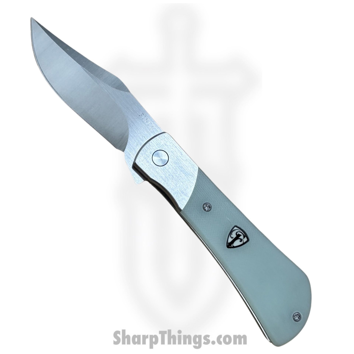5a8b4c8e-1966-441c-95d8-f13d08fb065e_FT003_1.jpg Finch Knife Co. - FT003 - Flint - Folding Knife - 154CM Satin Bowie - G10/Titanium - Green/Silver - Image 1