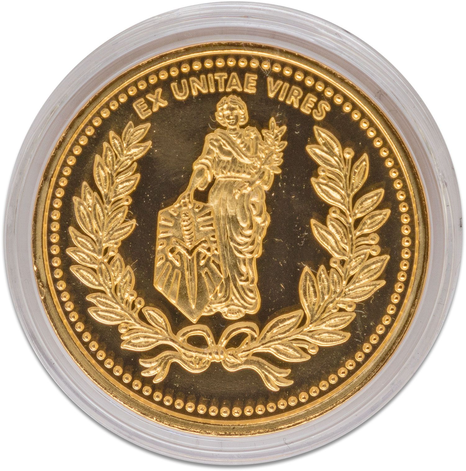 5a9f9b94-2047-41a1-a601-2bf6d6fc0ba2_502-MCK_1.jpg Microtech - 502-MCK - Continental Coin - One Troy Ounce .999 24K Gold Plated - Image 1