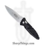 Microtech - 160A-10 - Socom Elite - Folding Knife - Stonewash Drop Point - Aluminum with Inserts - Black