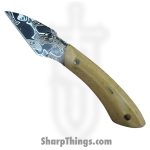 Royalty Rings Co. - RRC-Nyx-08 - Nyx - Fixed Blade Knife - Baker Forge Riptide Max -Diamond Damascus Kiridashi - Micarta - Butterscotch