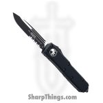 Microtech - 231-2T - UTX-85 - OTF Auto - Elmax, M390, 204P Two Tone Drop Point - 6061-T6 Aluminum - Black