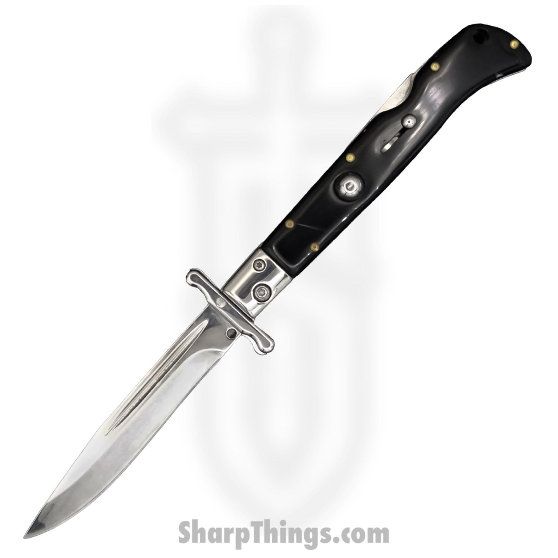 5bbeb5a0-c832-4659-b87c-462732960aac_SBSG09CPSH_12.jpg Steel River Knives - SBSG09CPSH - Magnum II 9in Stiletto - Swinguard Lockback Auto - 440 Clip Point - Black - Image 1