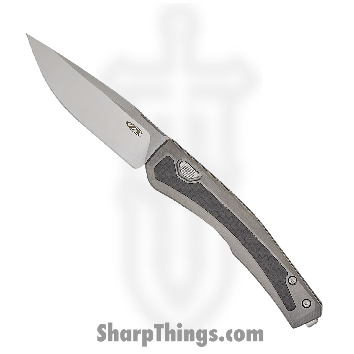 5c04d380-57f8-44f4-9114-ddc877cc2842_ZT0556_1.jpg Zero Tolerance - ZT0556 - 0556 - Automatic Knife - CPM MagnaCut Two Tone Drop Point - Titanium CF Inlays - Black Gray - Image 1