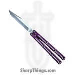 Squid Industries - 09BWALSA02PU - Krake Raken BOWIE V2.5 Dual-Tone Balisong Knife - AEB-L 7075 - Purple