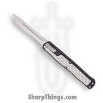 Heretic Knives - H019-2B - Cleric II - OTF Automatic - Stonewash Magnacut Tanto Partial Serrated - Stonewash Stainless Bubble inlay - Black