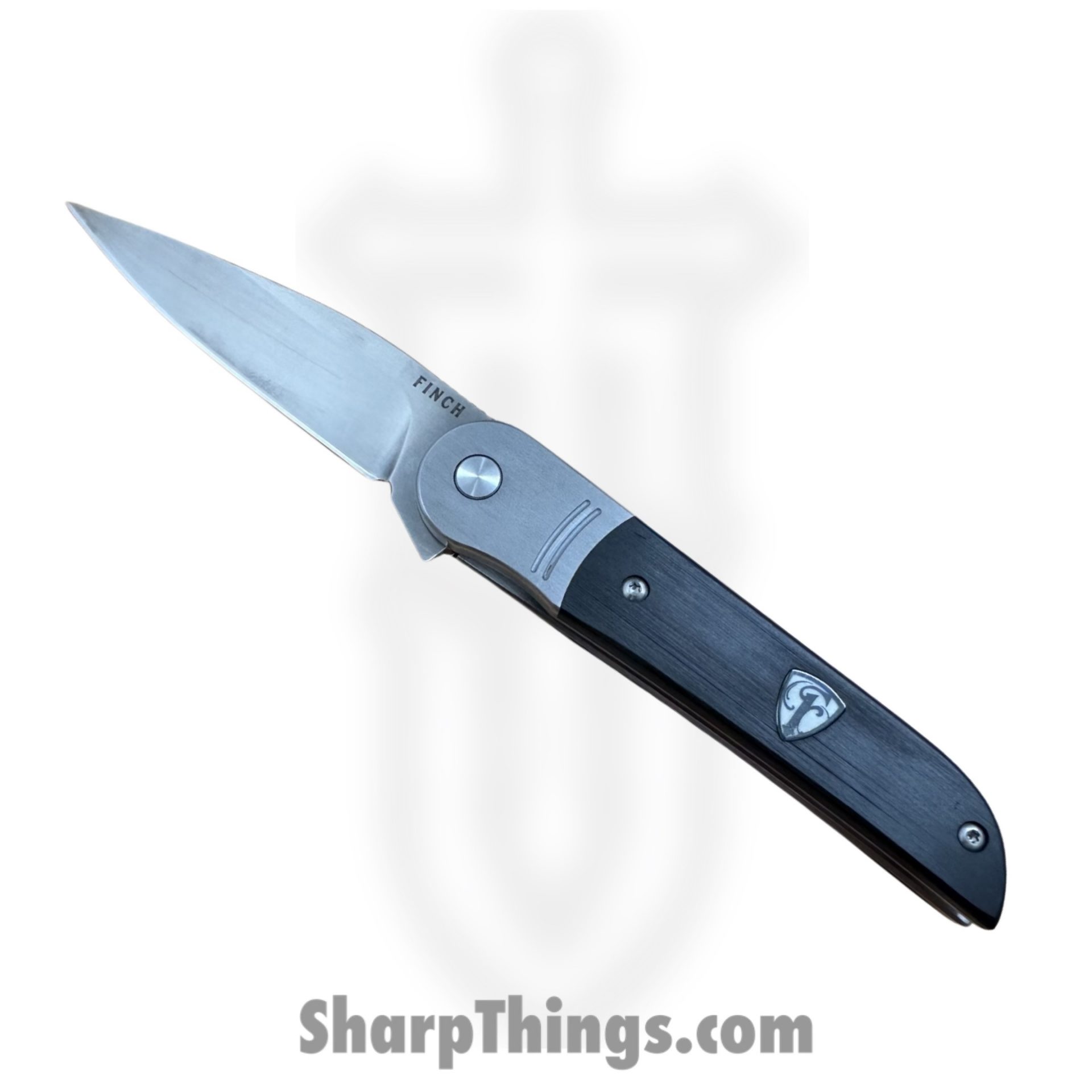 5c714000-f235-4454-bbf7-e85d8e8234c8_ST212_1.jpeg Finch Knife Co. - BT700 - Buffalo Tooth - Folding Knife - 154CM Satin Drop Point - MOP Titanium - White Silver - Image 1