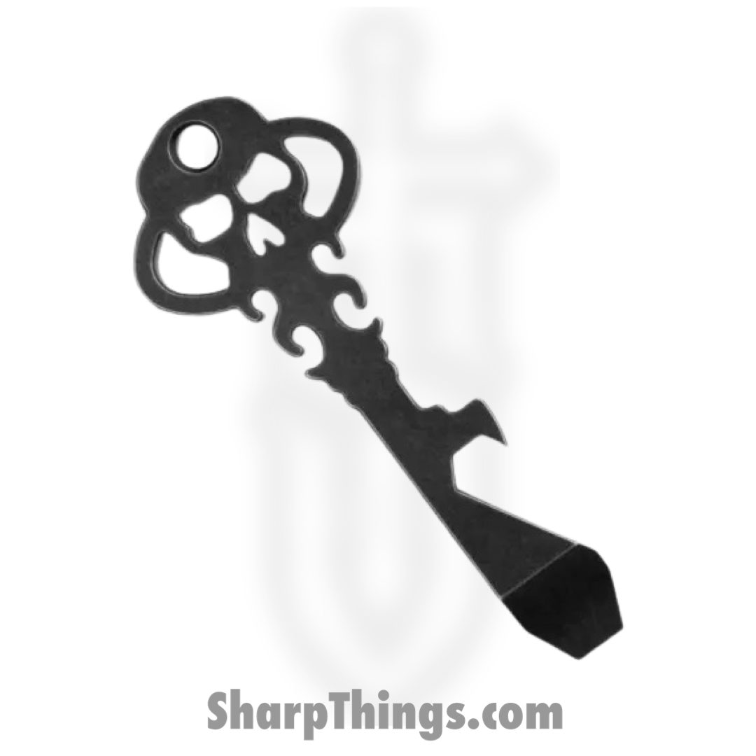 5cda1399-6fd0-4ba1-ae75-57dd5d32ac8c_KEY_TL_BOD2_CH_1.jpg Chaves Knives - KEY/TL/BOD2/CH - Skeleton Key Tool Prybar - Black Oxide Stonewash D2 - Black - Image 1