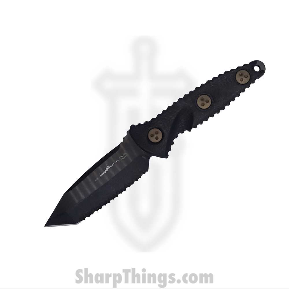 5d42923c-d3fa-4f95-8ea3-6aea268b9516_114M-3DLCCFS_1.jpg Microtech - 114M-3DLCCFS - Socom Alpha Mini Tanto Serrated Fixed Blade - Carbon Fiber - Black - Image 1