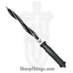 United Cutlery - UC3163 - M48 Tactical Cyclone Twisted - Fixed Blade Knife - 2Cr13 Two Tone Black Satin Tri Edged Spiraling Dagger - GFRN - Black