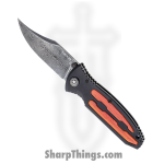 Boker - BO11KAL48DAM - Kalashnikov - Folding Knife - Damascus Clip Point - Aluminum with Hornbeam Wood Inlays - Black Red