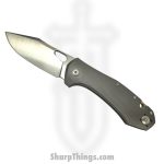 GiantMouse - ATELIER-TITANIUM - Ace Atelier Knife - Folding Knife - Elmax Satin Clip Point - Titanium - Grey
