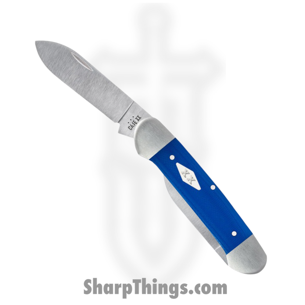 5e62cec9-c091-4196-97d7-b59973e00f75_CA16753_1.jpg Case Cutlery - CA16753 - Canoe - Folding Knife - Tru-Sharp™ Stainless Scotch-Brite Spear/Pen - G10 - Blue - Image 1