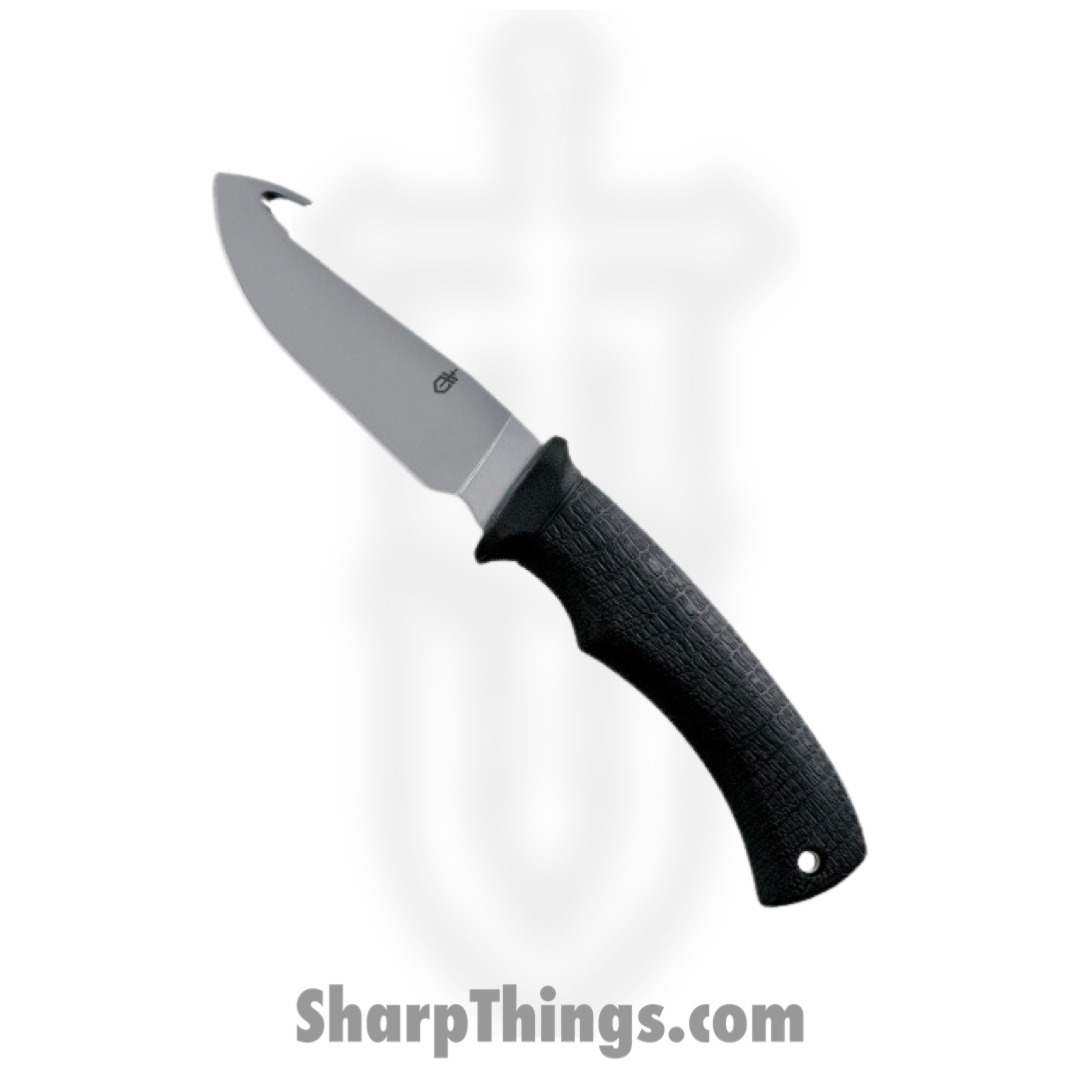 5e73cb3b-10ee-43da-9fd2-a2097851ce10_G6906_1.jpg Gerber - G6906 - Gator Gut Hook - Fixed Blade Knife - 420 Stainless Bead Blast Drop Point - GFN - Black - Image 1