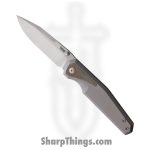 Pena Knives - PE57 - Alacran Framelock - Folding Knife - M390 Satin Extended Tang - Titanium with Micarta Inlay - Green