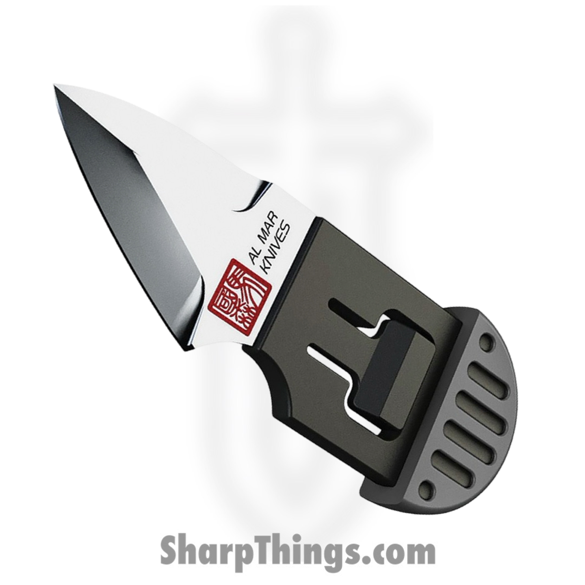 5ec4eee8-fe2d-46d0-b083-1307b795dc1a_AMK1001GYBKBL_1.jpg Al Mar - AMK1001GYBKBL - Stinger Keyring Knife - Fixed Blade Knife - D2 Satin Spear Point - Polymer with TPR Overmold - Black - Image 1