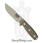 ESEE - ES4PMBDT - Model 4 - Fixed Blade Knife - 1095 HC Desert Tan Drop Point - Micarta - OD Green