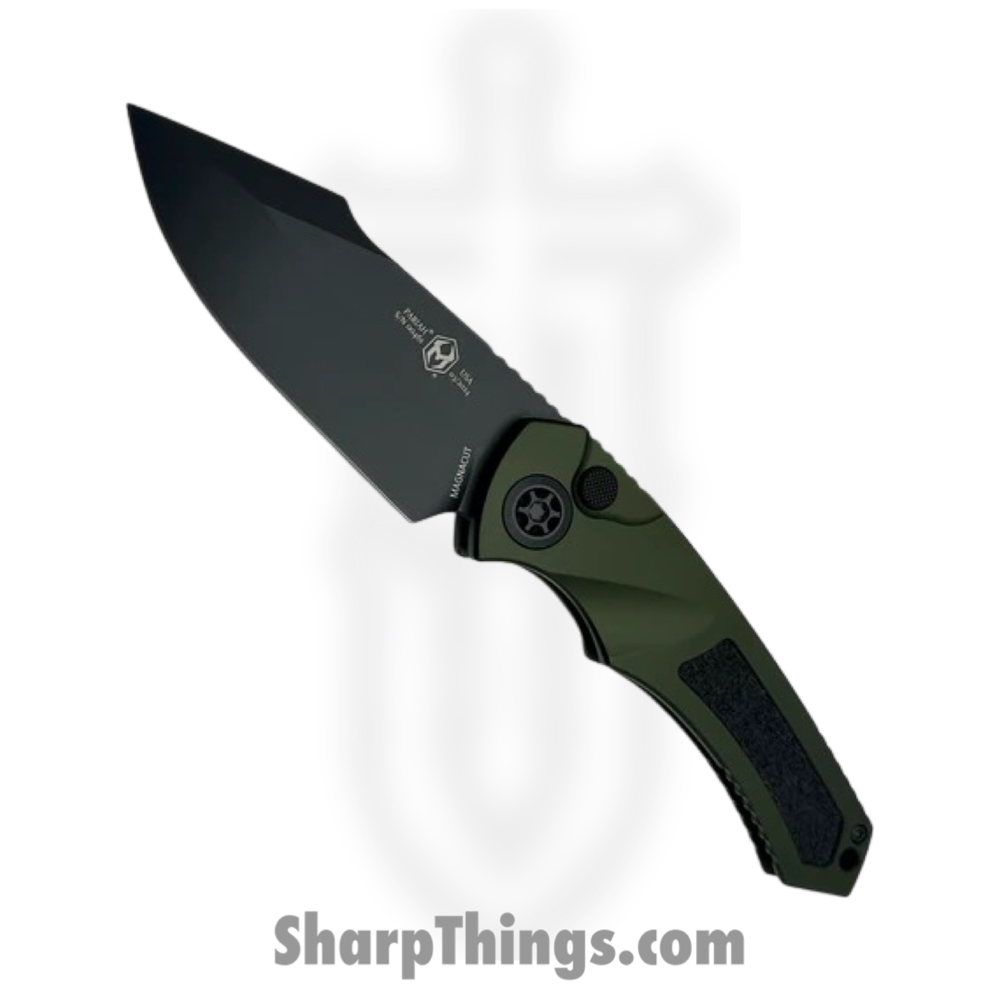 5fa223de-7e8a-4ad5-a960-52fa6eacff48_H048-4A-GRN_1.jpg Heretic Knives - H048-4A-GRN - Pariah Tactical - Automatic Knife - Magnacut Black Drop Point - Aluminum - Green - Image 1
