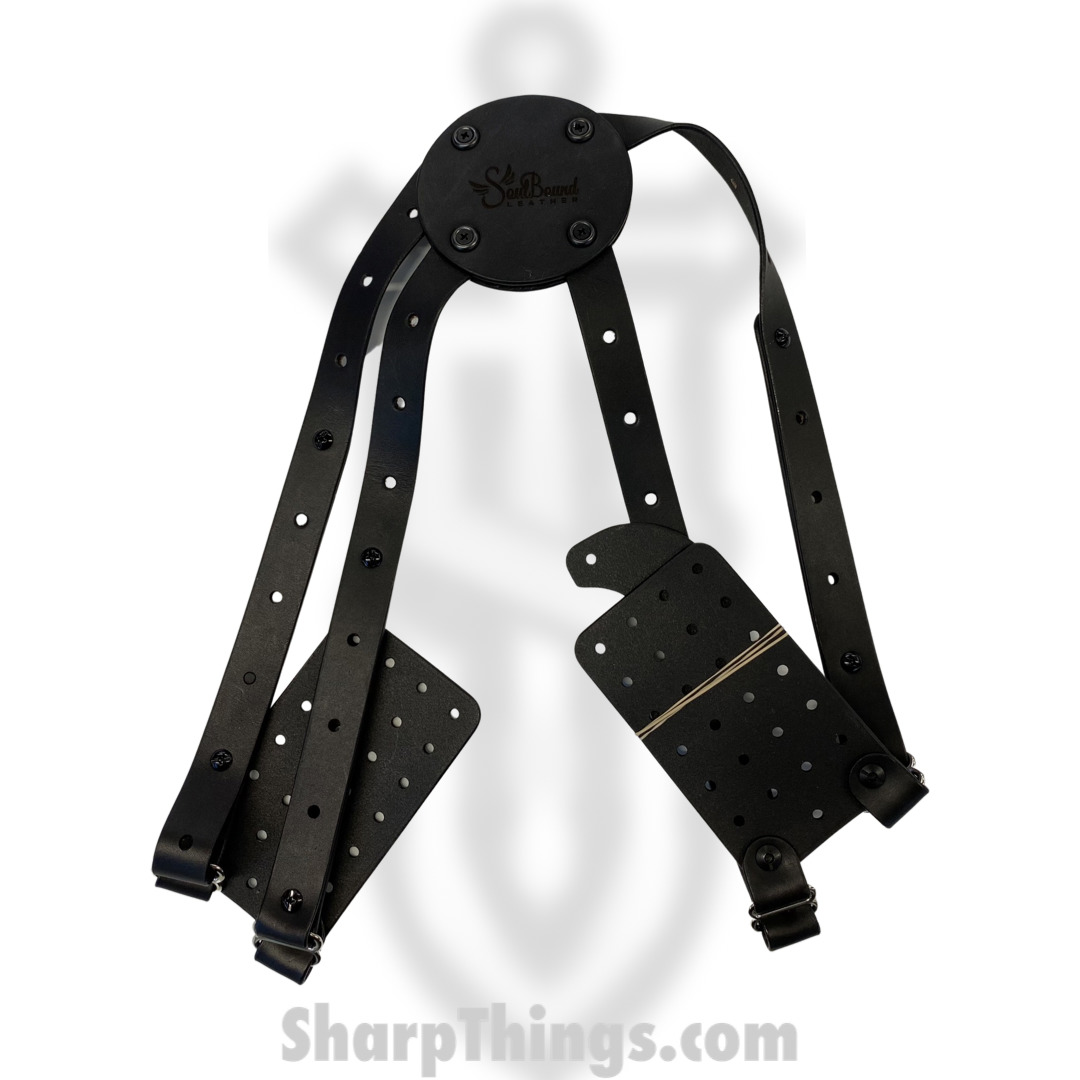 5fdf8709-c1b0-45f7-8c40-213daf32be00_DblShldBlk_1.jpg Bastinelli Creations - DblShldBlk - Leather Double Sided Shoulder Holster - Black - Image 1